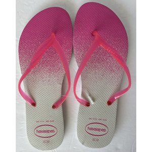 Havaianas Flip Flops Womens US 11 12 EUR 43 44 Pink Jelly Straps Ombre New